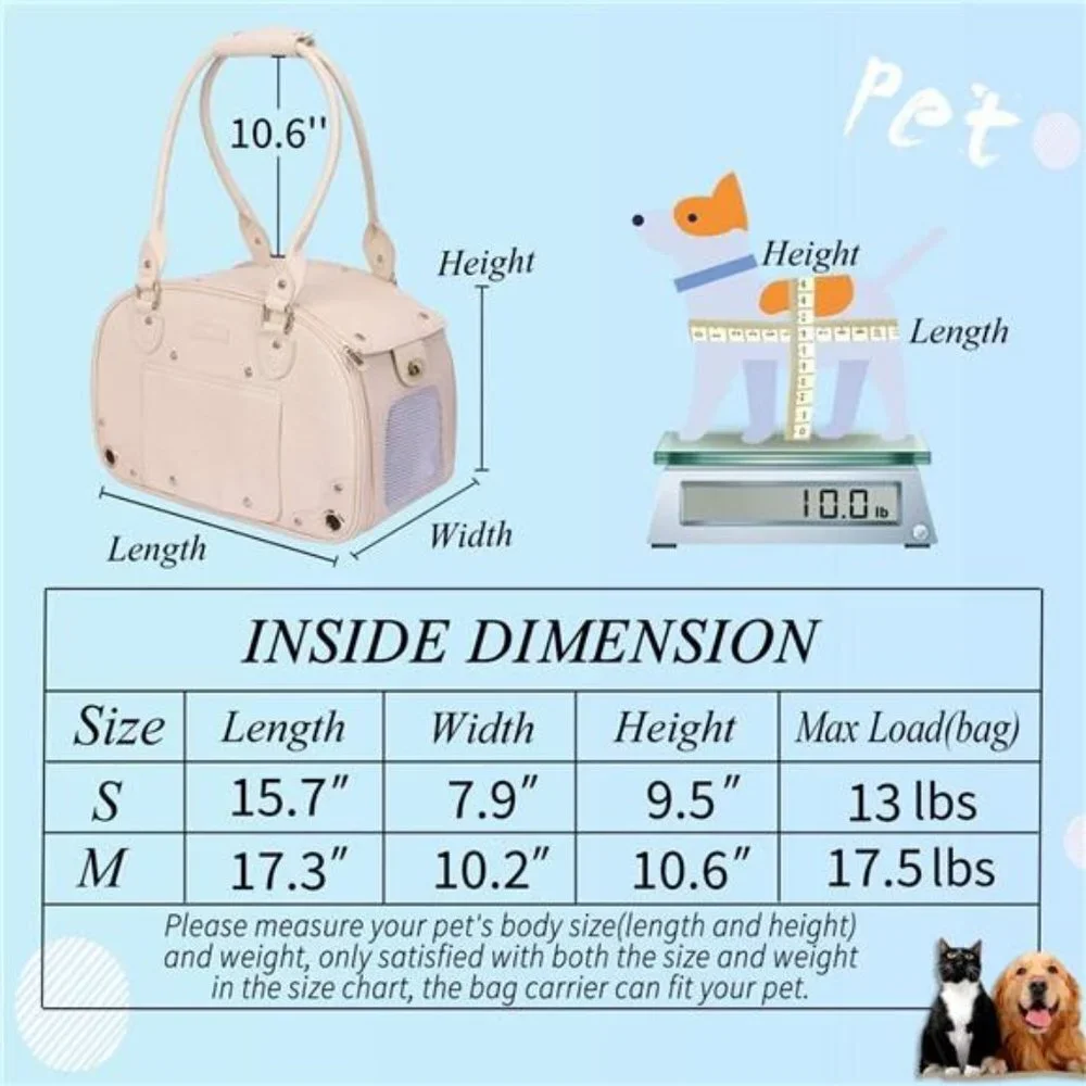 Dog Carrier Purse, Pet Carrier, Cat Carrier, Waterproof Premium Leather Pet Bag